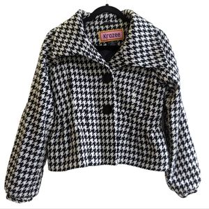 Krazee Houndstooth Cropped Blazer Jacket